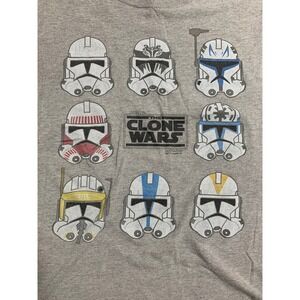 Star Wars The Clone Wars Mens XL T-Shirt Gray Clone Trooper Helmet Graphic Tee